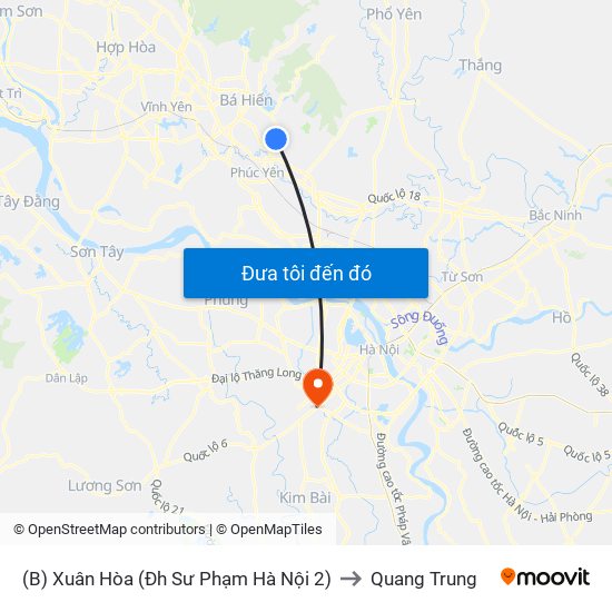 (B) Xuân Hòa (Đh Sư Phạm Hà Nội 2) to Quang Trung map