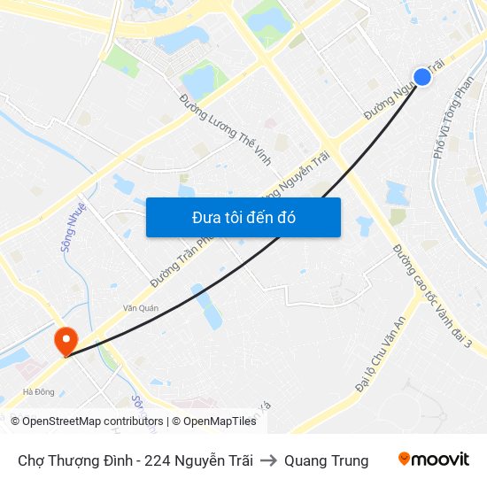 Chợ Thượng Đình - 224 Nguyễn Trãi to Quang Trung map