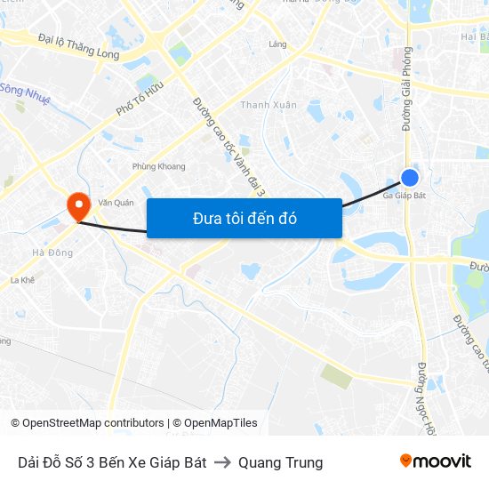 Dải Đỗ Số 3 Bến Xe Giáp Bát to Quang Trung map