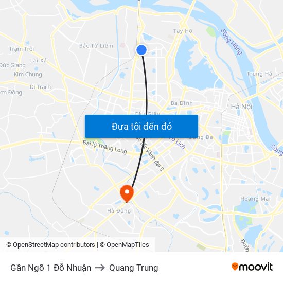 Gần Ngõ 1 Đỗ Nhuận to Quang Trung map