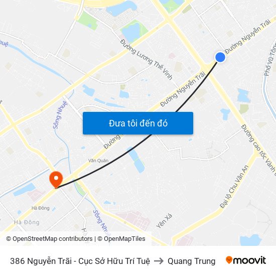 386 Nguyễn Trãi - Cục Sở Hữu Trí Tuệ to Quang Trung map