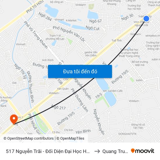 517 Nguyễn Trãi - Đối Diện Đại Học Hà Nội to Quang Trung map