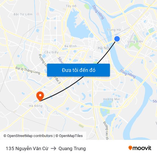 135 Nguyễn Văn Cừ to Quang Trung map