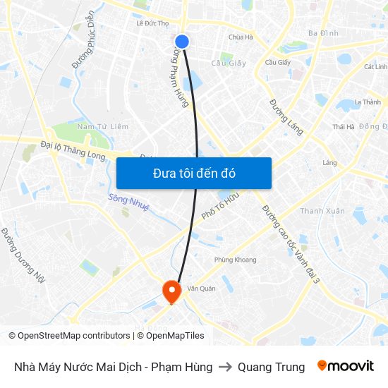 Nhà Máy Nước Mai Dịch - Phạm Hùng to Quang Trung map