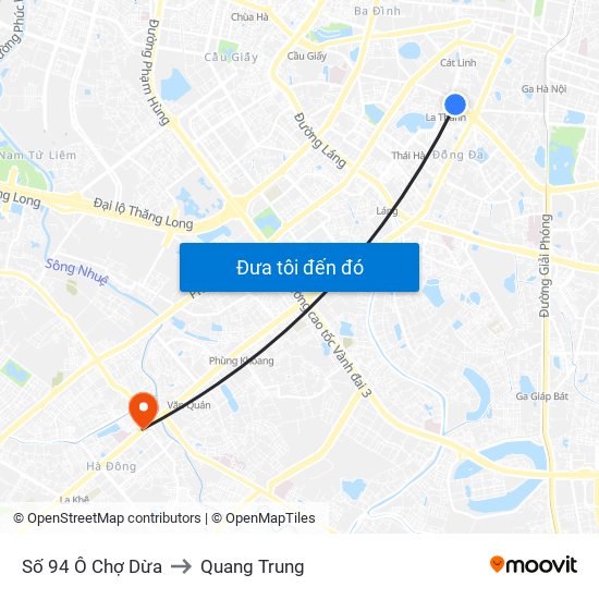 Số 94 Ô Chợ Dừa to Quang Trung map