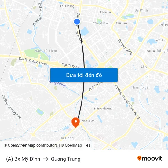 (A) Bx Mỹ Đình to Quang Trung map