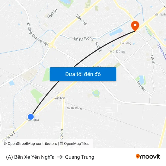 (A) Bến Xe Yên Nghĩa to Quang Trung map