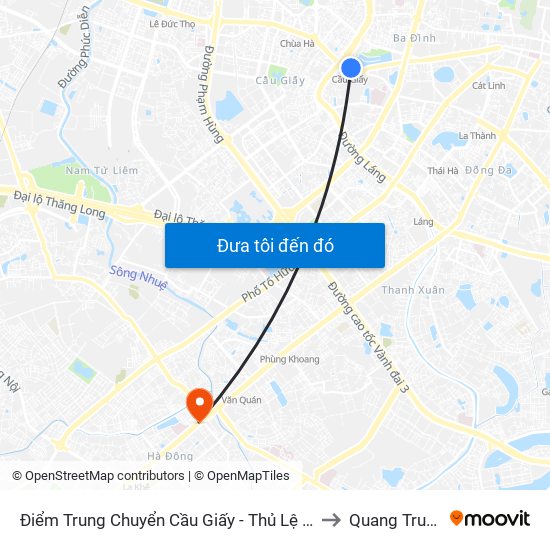 Điểm Trung Chuyển Cầu Giấy - Thủ Lệ 02 to Quang Trung map