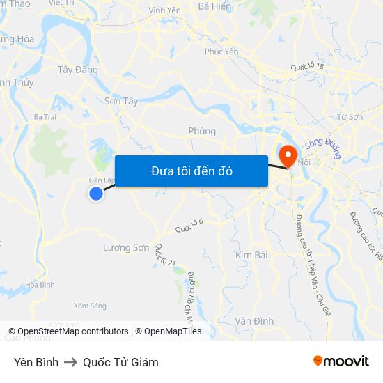 Yên Bình to Quốc Tử Giám map