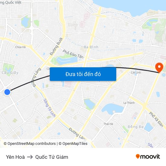 Yên Hoà to Quốc Tử Giám map