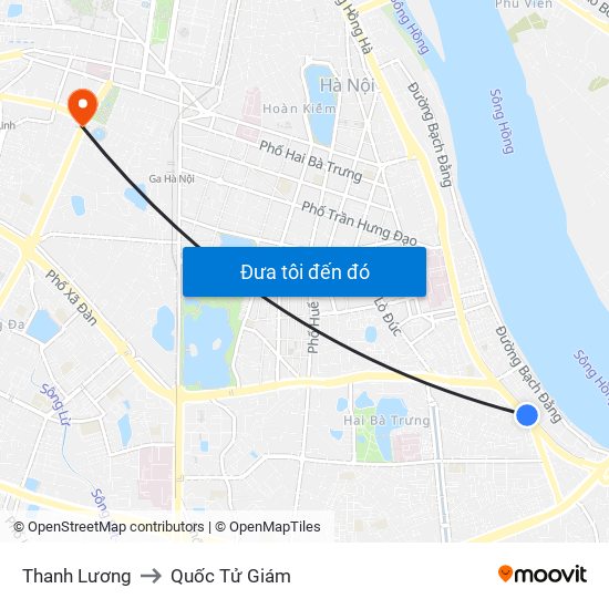 Thanh Lương to Quốc Tử Giám map