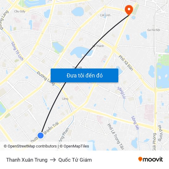 Thanh Xuân Trung to Quốc Tử Giám map