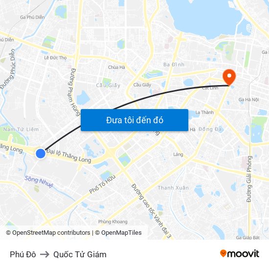 Phú Đô to Quốc Tử Giám map