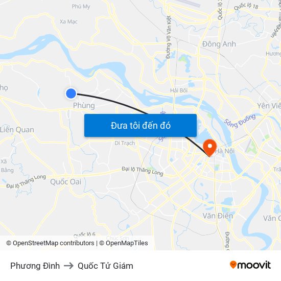 Phương Đình to Quốc Tử Giám map