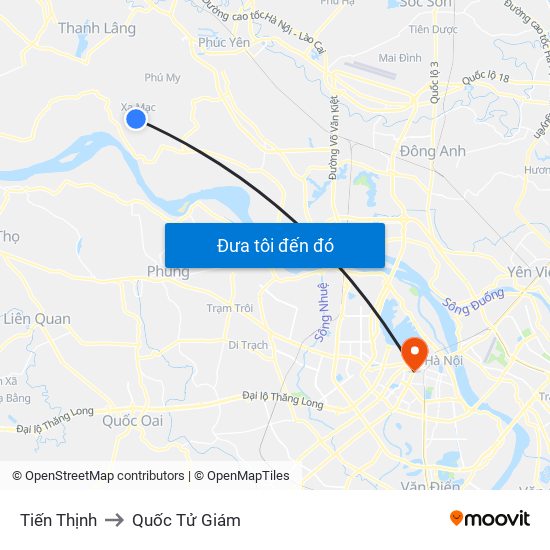 Tiến Thịnh to Quốc Tử Giám map