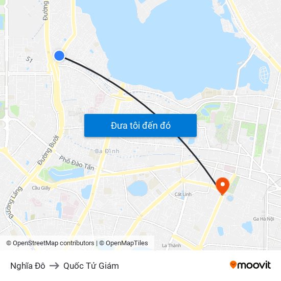Nghĩa Đô to Quốc Tử Giám map