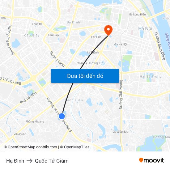 Hạ Đình to Quốc Tử Giám map