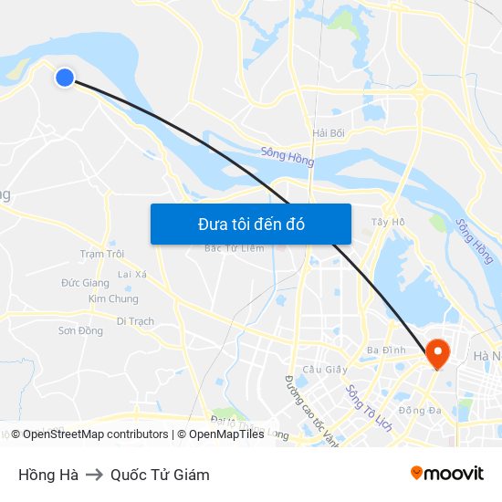 Hồng Hà to Quốc Tử Giám map