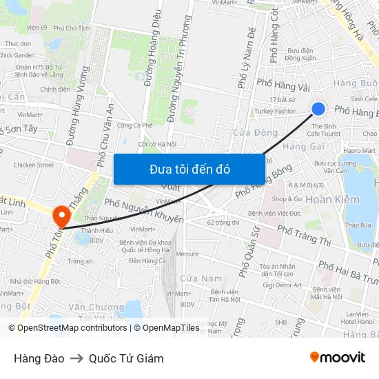 Hàng Đào to Quốc Tử Giám map