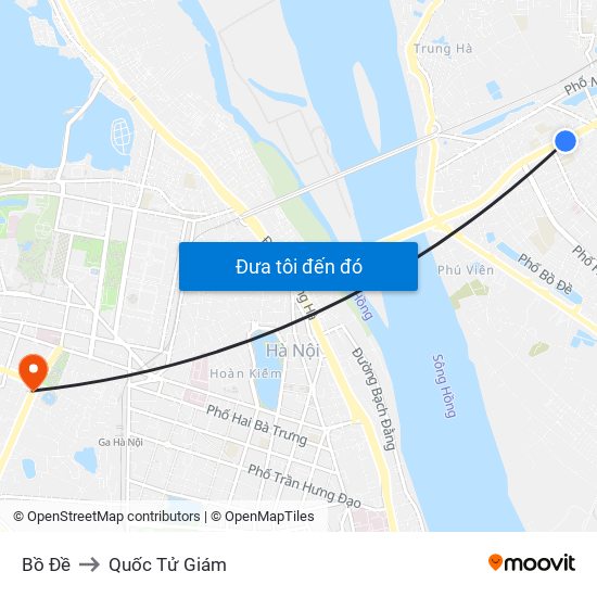 Bồ Đề to Quốc Tử Giám map