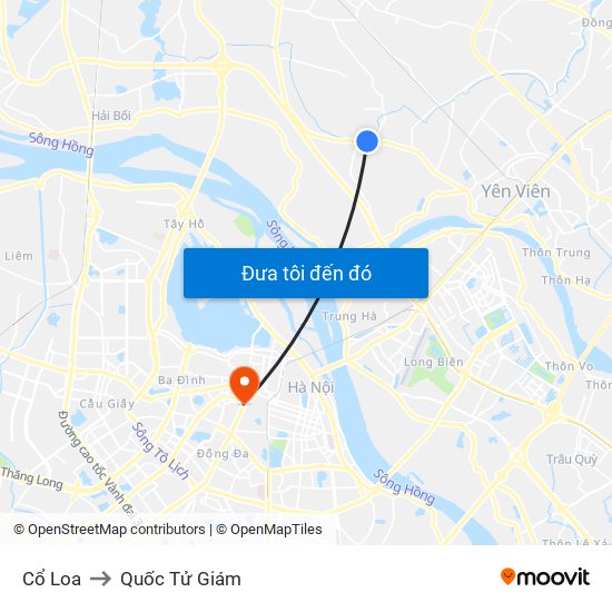 Cổ Loa to Quốc Tử Giám map