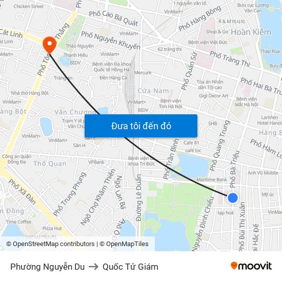 Phường Nguyễn Du to Quốc Tử Giám map