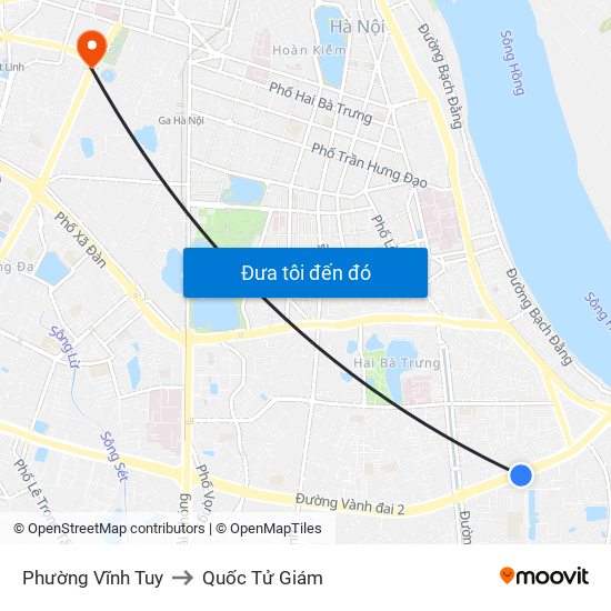 Phường Vĩnh Tuy to Quốc Tử Giám map