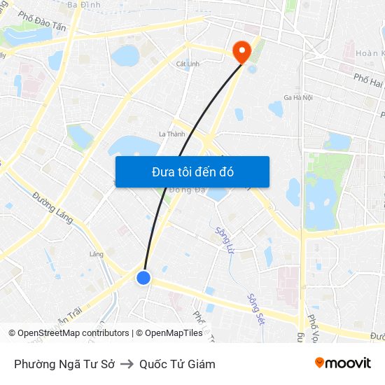 Phường Ngã Tư Sở to Quốc Tử Giám map