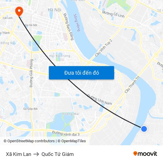 Xã Kim Lan to Quốc Tử Giám map