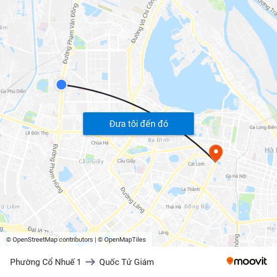 Phường Cổ Nhuế 1 to Quốc Tử Giám map