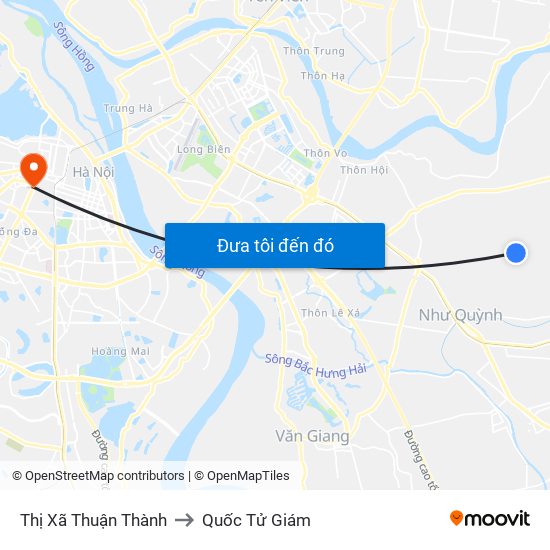 Thị Xã Thuận Thành to Quốc Tử Giám map