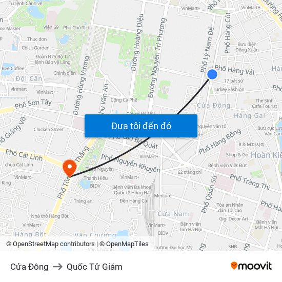Cửa Đông to Quốc Tử Giám map