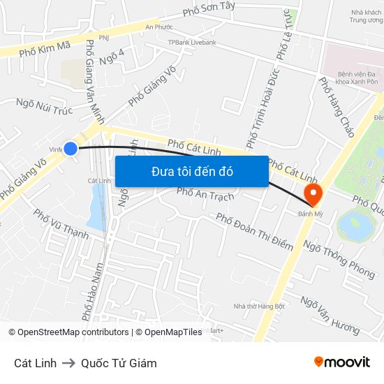 Cát Linh to Quốc Tử Giám map