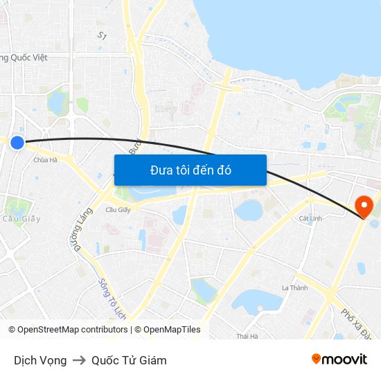 Dịch Vọng to Quốc Tử Giám map