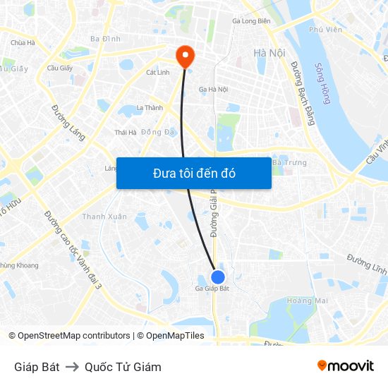 Giáp Bát to Quốc Tử Giám map