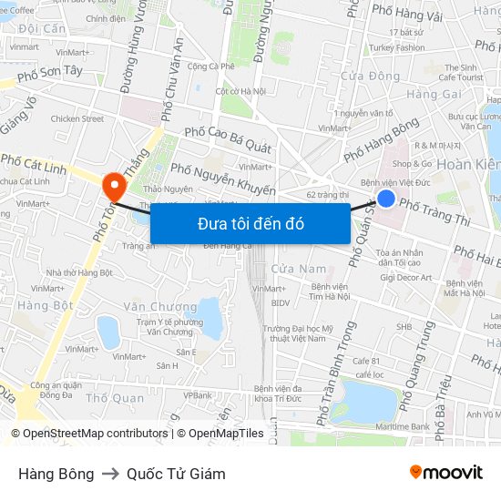 Hàng Bông to Quốc Tử Giám map