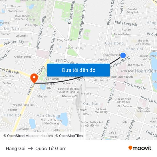 Hàng Gai to Quốc Tử Giám map