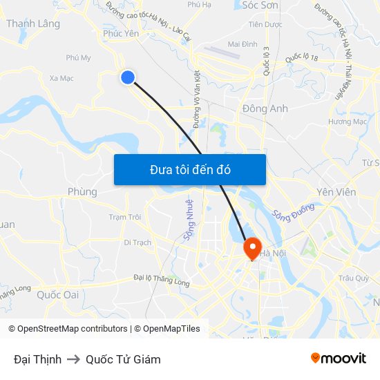 Đại Thịnh to Quốc Tử Giám map