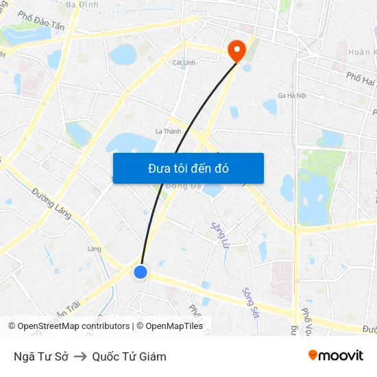 Ngã Tư Sở to Quốc Tử Giám map
