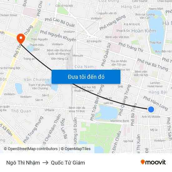 Ngô Thì Nhậm to Quốc Tử Giám map