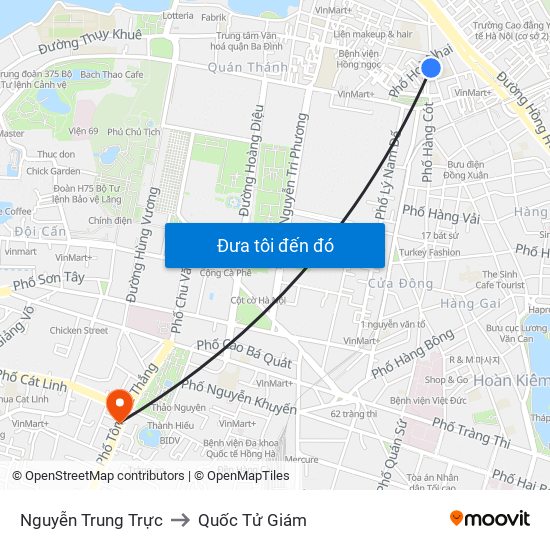 Nguyễn Trung Trực to Quốc Tử Giám map