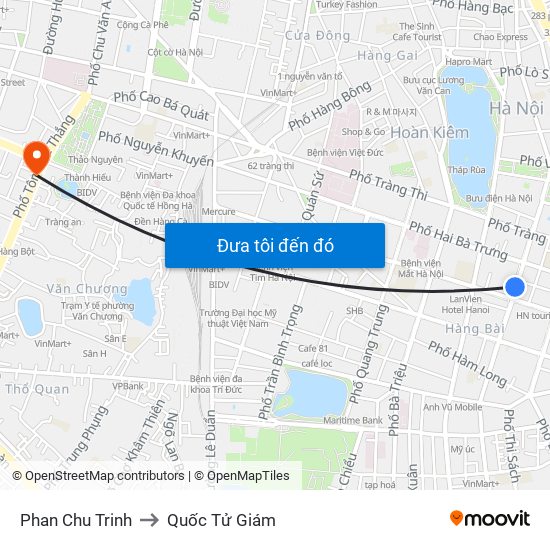 Phan Chu Trinh to Quốc Tử Giám map