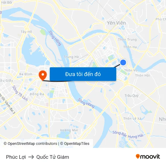 Phúc Lợi to Quốc Tử Giám map