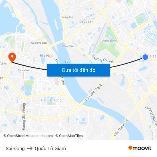 Sài Đồng to Quốc Tử Giám map