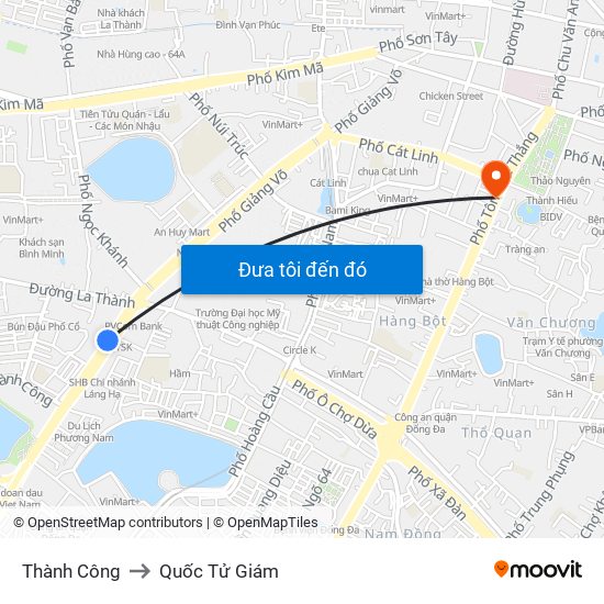 Thành Công to Quốc Tử Giám map