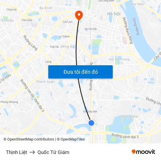 Thịnh Liệt to Quốc Tử Giám map
