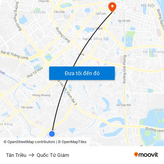 Tân Triều to Quốc Tử Giám map