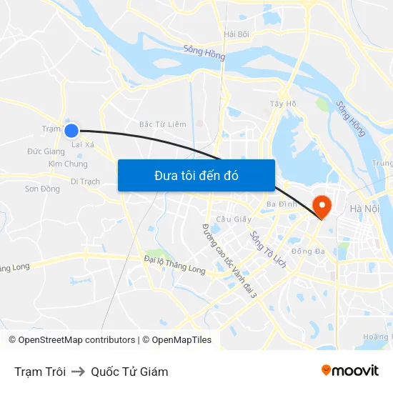 Trạm Trôi to Quốc Tử Giám map