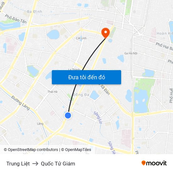 Trung Liệt to Quốc Tử Giám map