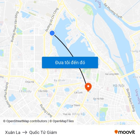 Xuân La to Quốc Tử Giám map